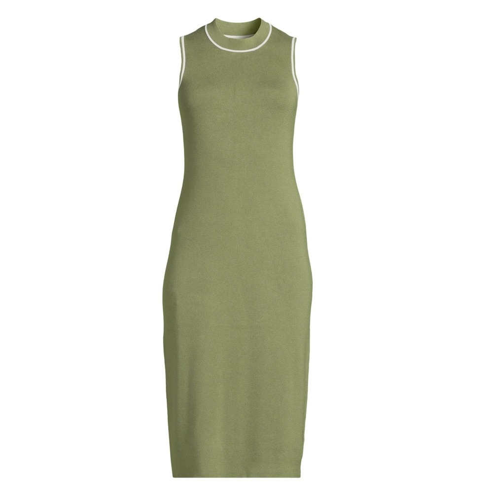 Free Assembly Womens Sweater Size L Bay Leaf Knit Midi Dress Sleeveless Casual